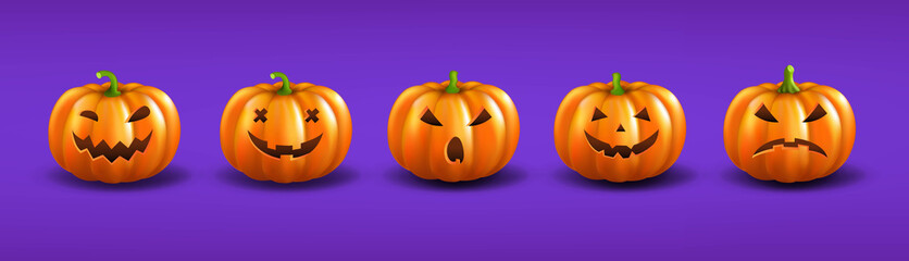 Halloween Postcard With Orange Pumpkins