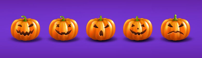 Halloween Postcard With Orange Pumpkins