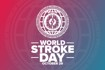 World Stroke Day. October 29. Holiday concept. Template for background, banner, card, poster with text inscription. Vector EPS10 illustration.