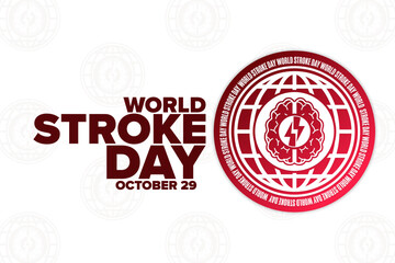 World Stroke Day. October 29. Holiday concept. Template for background, banner, card, poster with text inscription. Vector EPS10 illustration.
