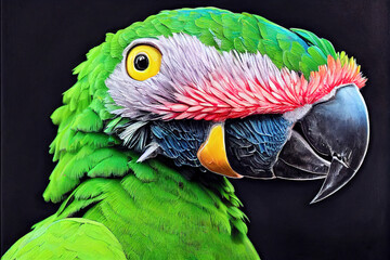 Cute Parrot Impressionist Portrait Painting