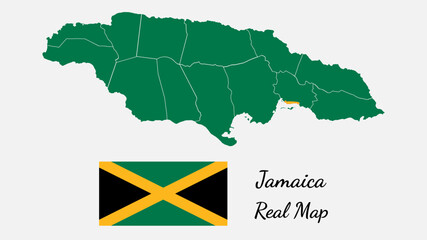 Real map of Jamaica, vector