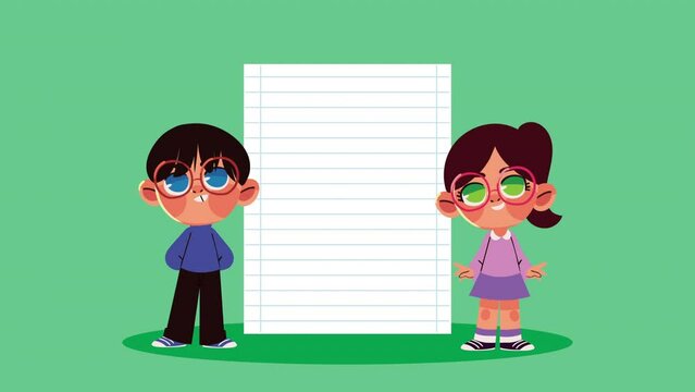 little kids couple characters animation