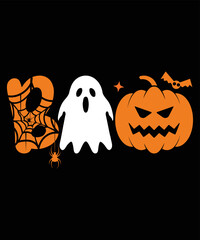 Happy Halloween Boo T Shirt, Ghost Shirt, Halloween Spider Net Shirt, Halloween Ghost, Pumpkin, Bats, Spider Shirt Print Template