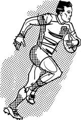 vector illustration of the rugby football player kicking ball