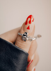 Beautiful art manicure. Halloween manicure design ideas. Fashionable valentines day nail design....