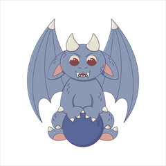 Vector gargoyle in a flat style. Mythical gargouille with fangs and claws.