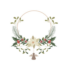 Christmas Wreath with Holly. Vector