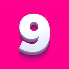 3d alphabet, set of golden numbers and symbol on grey background, 3d rendering, number nine