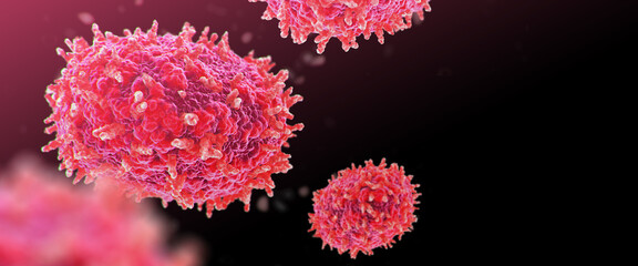 Detailed illustration of a monkeypox virus, few cells, 3d render.
