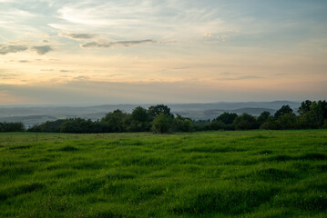 Sunset over the field, landscpae