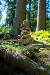 Fototapeta na wymiar Stone balance in the forest
