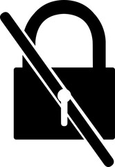 Vector icon illustration of an inactive or disabled padlock