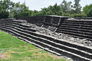 Fototapeta na wymiar Wide Aztec Stairways at Tlatelolco Archeological Site, Plaza of the Three Cultures, Mexico City