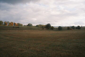 Fototapeta premium Herbstliche Landschaft auf einer Weide im Harz