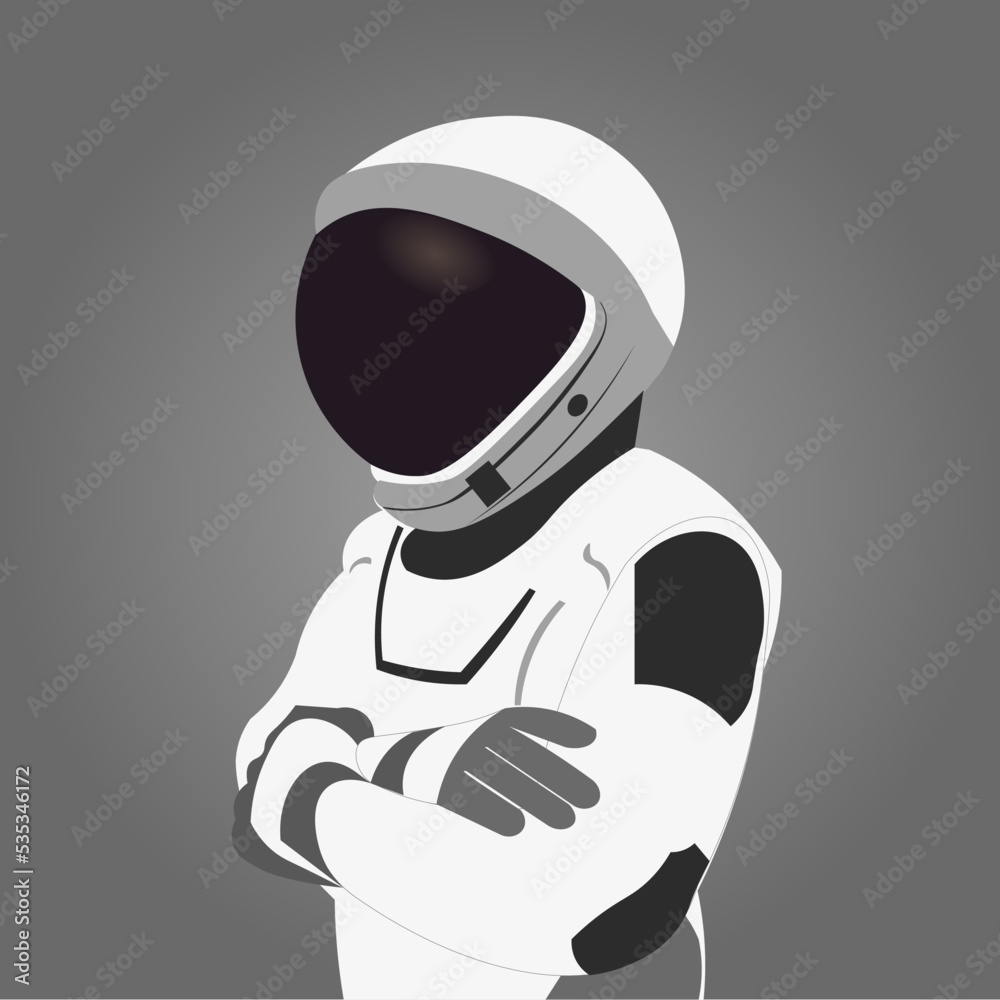 Wall mural single space astronaut in new space suit isolated on grayscale background. elements of this vector i