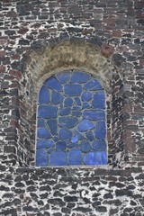 Blue Stained Glass Window Portrait, Church of Santiago Tlatelolco, Mexico City