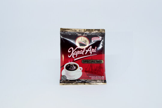 Kapal api coffee sachet photo on a white background on October 4, 2022, in Bekasi, Indonesia