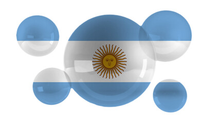 Argentina flag on bubbles and white background