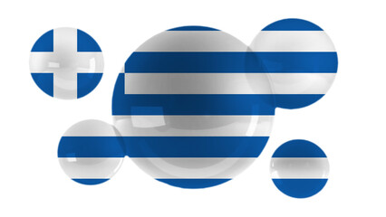 Greece flag on bubbles and white background