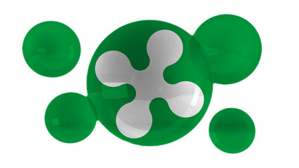 Lombardy flag on bubbles and white background