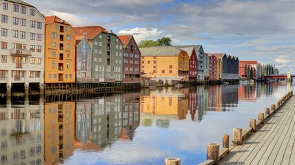 centre ville de Trondheim en Norvège, Gamle Bybro Bryggene i Trondheim