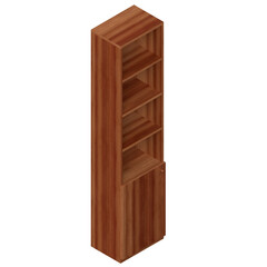 3d rendering illustration of a bookshelf with a bottom drawer