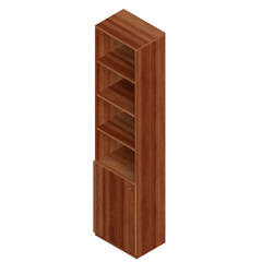 3d rendering illustration of a bookshelf with a bottom drawer