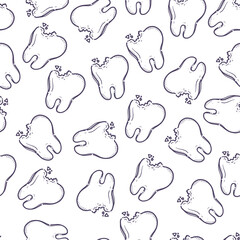 Teeth care treatment collection. Dental medicine theme pattern for posters, books, leaflets, stickers. Broken teeth. Chipped tooth. Vector hand drawn style.