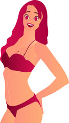 illustration of girl in bikini isolated