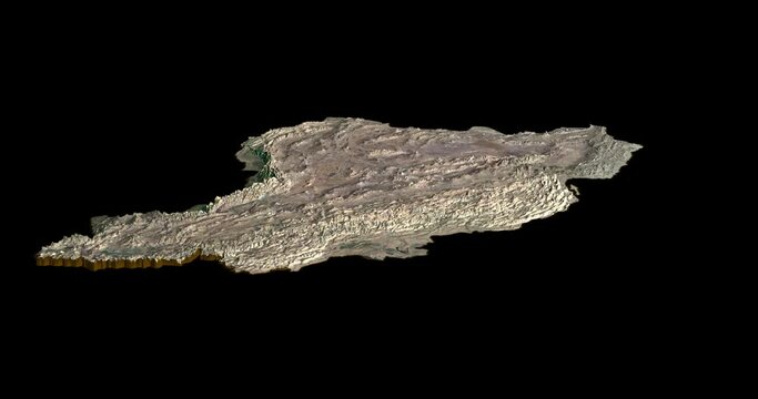 Iran map rotate 360 loop ccw with 3d relief 4K satellite ground height