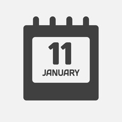 Icon day date 11 January, template calendar page