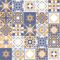 Portuguese Ceramic Tile Blue Purple Beige Color Square Geometric pattern Bathroom Kitchen Wall Decoration Design