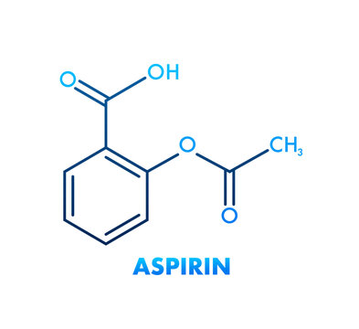 Acetylsalicylic, Aspirin Concept Chemical Formula Icon Label, Text Font Vector Illustration