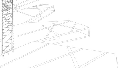 Abstract architectural drawing 3d illustration
