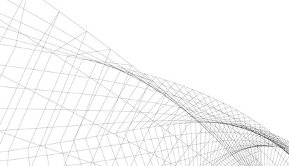 Abstract architectural drawing 3d illustration