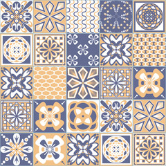 Purple beige pastel seamless pattern, portuguese talavera ornate decoration, vector illustration