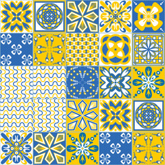 Azulejo talavera tile portuguese vintage pattern, vector illustration
