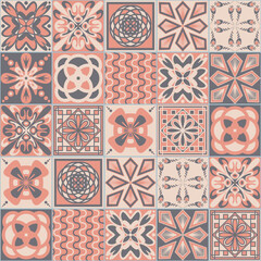 Azulejo talavera ceramic tile majolica pattern, vector illustration, background for design