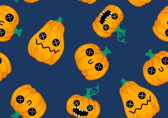 Fototapeta premium Halloween seamless pumpkins pattern for fabrics and wrapping paper and clothes print