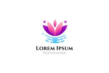 lotus flower with water effect for health and beauty logo