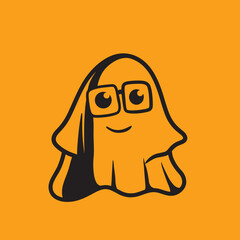 Ghost Glasses Halloween Vector Cute Mascot Logo