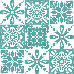 Talavera traditional portuguese ceramic wall and floor tiles, azulejo pattern vector illustration