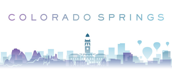 Colorado Springs Transparent Layers Gradient Landmarks Skyline - obrazy, fototapety, plakaty