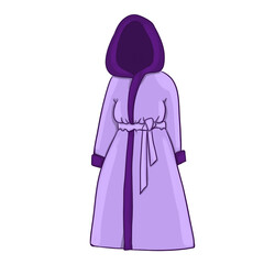 Violet bathrobe, cartoon style color illustration