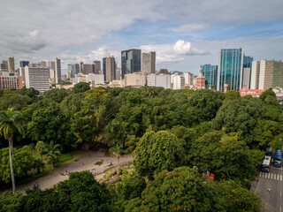 Fototapeta premium view of the city of rio de janeiro, brazil through the lens of a drone