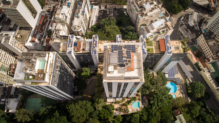 Fototapeta premium view of the city of rio de janeiro, brazil through the lens of a drone