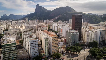 Gordijnen view of the city of rio de janeiro, brazil through the lens of a drone © brefsc1993