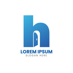 letter H with Door creative logo design