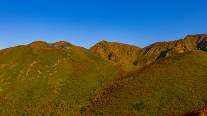 秋田駒ヶ岳　紅葉　朝　絶景